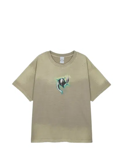 Protocol Index Washed Graphic-print T-shirt In Green