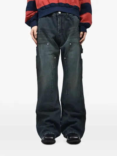 Protocol Index Washed-effect Carpenter Bootcut Jeans In Blue