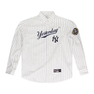Protocol Index White Baseball Pinstripe Shirt