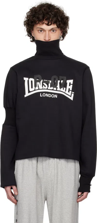 Prototypes Black Armband Turtleneck In Upcycled Crewneck Bl
