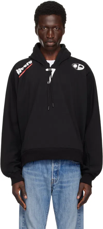 Prototypes Black Moved Neck Hoodie In Jersey Black