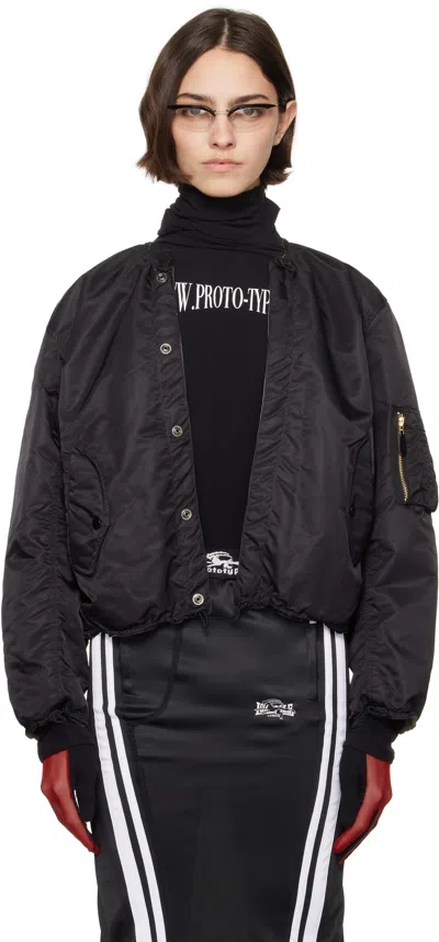 Prototypes Black Nylon Reversible Bomber Jacket