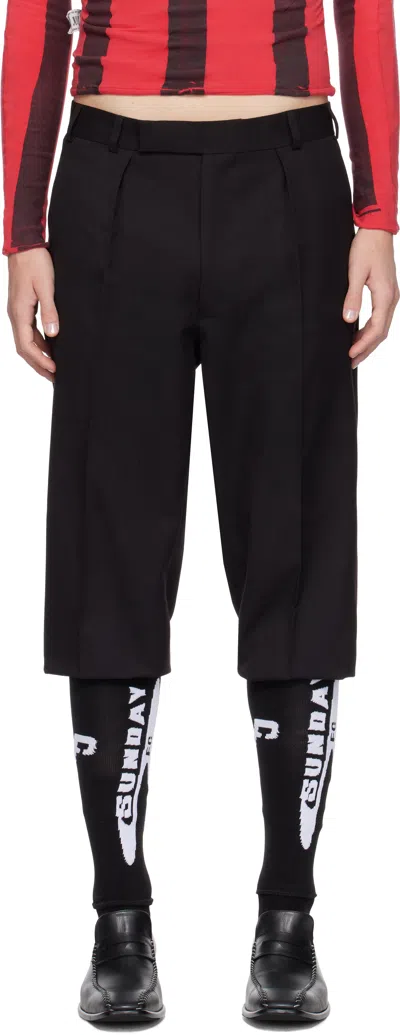 Prototypes Black Tailored Sock Stirrup Trousers In Wool Black