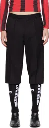 Prototypes Black Tailored Sock Stirrup Trousers In Wool Black