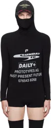 Prototypes Black Twisted Hood Longsleeve Hoodie In Cotton Spandex Black