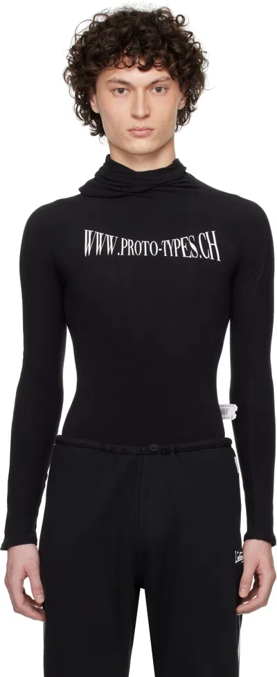 Prototypes Black Twisted Website Hoodie In Cotton Spandex Black