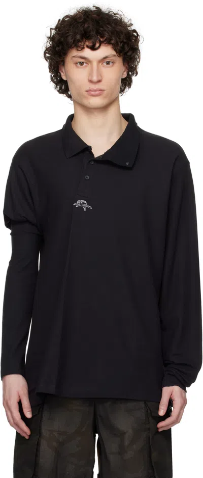 Prototypes Black Wrapped L.s. Polo In Upcycled Polo Black