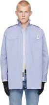 Prototypes Blue & White Double Reversible Shirt In Cotton Popelin White
