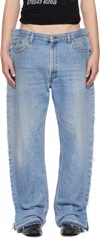 Prototypes Blue Outline Jeans In Denim Blue