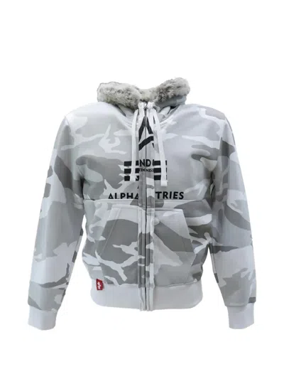 Prototypes Camouflage-print Zip-up Hoodie In Silver