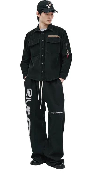 Prototypes Corduroy Shirt With Patch Pockets In Black