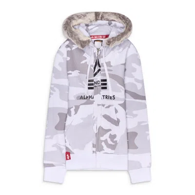 Prototypes Fleece Backed Fur Trimmed Hoodie White In Gray