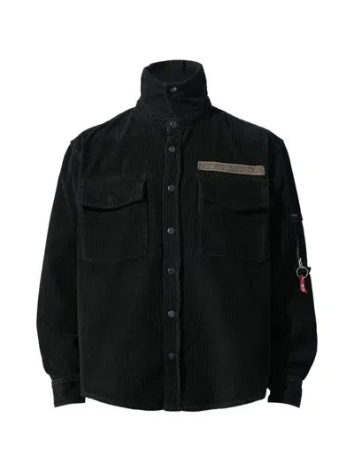 Prototypes Graphic-print Corduroy Shirt In Black