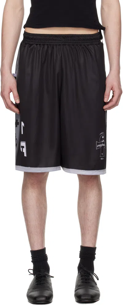 Prototypes Gray Insideout Football Shorts In Cotton Black
