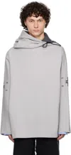Prototypes Gray Waffle Twisted Hoodie In Jersey Grey