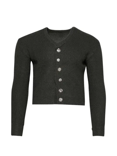 Prototypes Jewellery Button Woolen Cardigan In Black