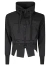 Prototypes Layered Black Hoodie With Drawstring Details In Multi