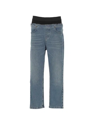 Prototypes Layered-waistband Whiskered Jeans In Blue