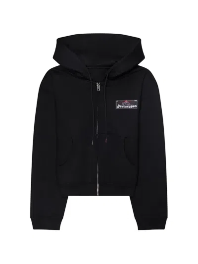 Prototypes Logo-patch Zip-up Hoodie In Black