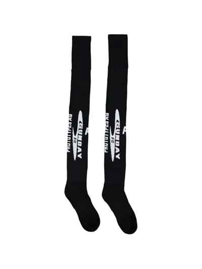 Prototypes Logo-print Over-the-knee Socks In Black