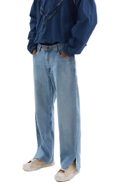 Prototypes Outline Vintage Denim Jeans In Blue