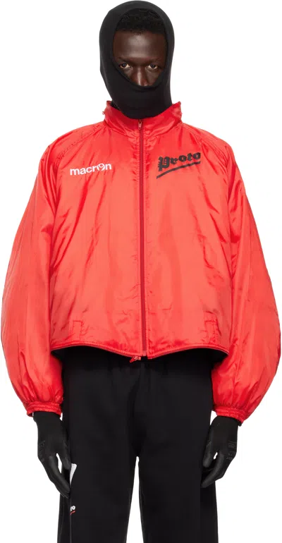 Prototypes Red Two Way Padded Track Jacket In Nylon Red