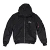 Prototypes Technical Nylon Navy Fixed Hood Bomber Blue In Black