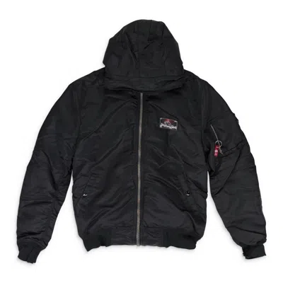 Prototypes Technical Nylon Navy Fixed Hood Bomber Blue In Black