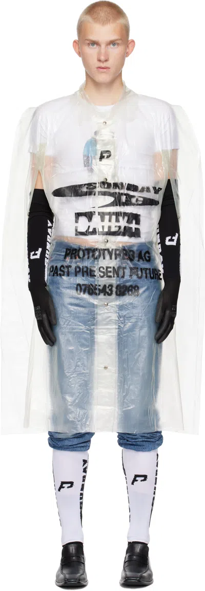 Prototypes Transparent Printed Poncho Jacket In Transparent Pvc