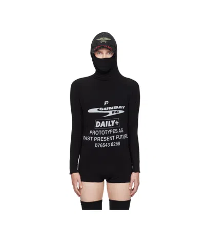 Prototypes Twisted Hood Longsleeve Hoodie In Black