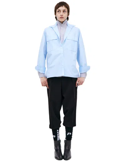 Prototypes Two-way Striped Shirt In Blue