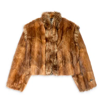 Prototypes Vintage Short Fur Jacket Brown In Orange