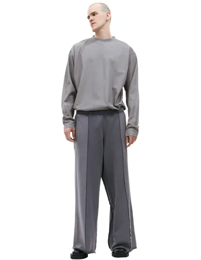 Prototypes Wide Leg Cotton Sweatpants In Grey