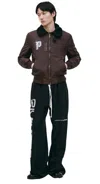 Prototypes Black Nylon Reversible Bomber Jacket In Brown