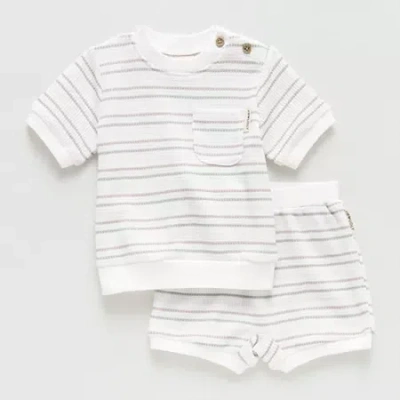Proudly Baby Unisex 2-pc. Short Set In White