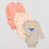 Proudly Baby Unisex Round Neck Long Sleeve 3-pc. Bodysuit In Pink