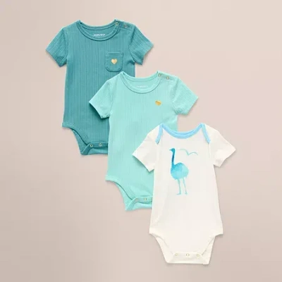 Proudly Baby Unisex Round Neck Short Sleeve 3-pc. Bodysuit In Blue