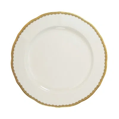 Prouna 10.5" Bone China Dinner Plate In White;antique Gold