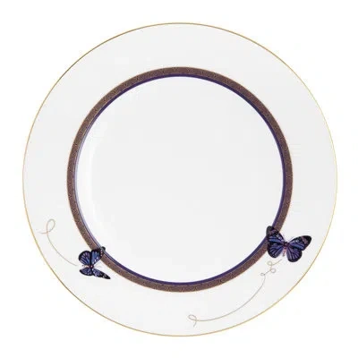 Prouna 10.5" Bone China Dinner Plate In White;purple