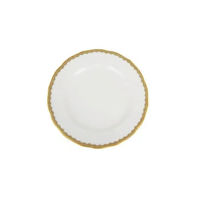 Prouna 7" Bone China Bread And Butter Plate In White;antique Gold