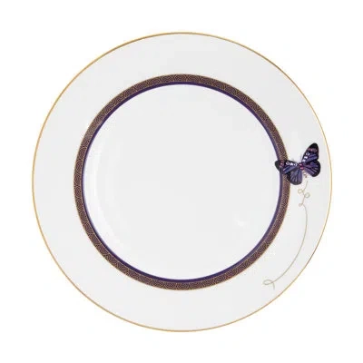 Prouna 8.5" Bone China Dessert Plate In White;purple