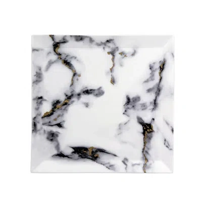 Prouna 9" Matzah Plate / Square Serving Platter In Black,white,gray,gold