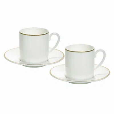 Prouna Alligator Bone China Espresso Cup And Saucer In White;gold