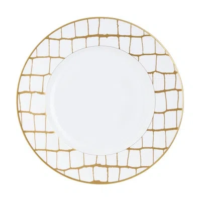 Prouna Alligator - Dinner Plate In Antique Gold,white
