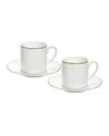 Prouna Alligator Espresso Cups & Saucers, Set Of 2 In White