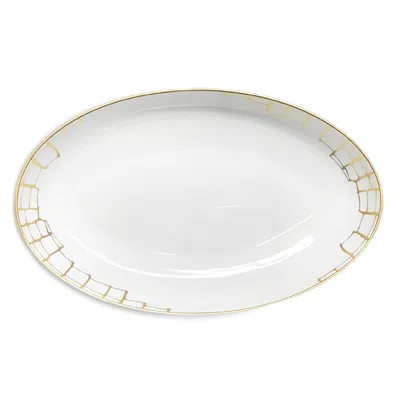 Prouna Alligator Gold 16 Deep Oval Platter In White