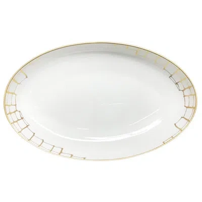 Prouna Alligator Gold - 16" Deep Oval Platter In White,gold