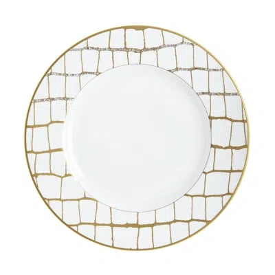 Prouna Alligator Gold - Dinner Plate W/ Crystals In Gold,white