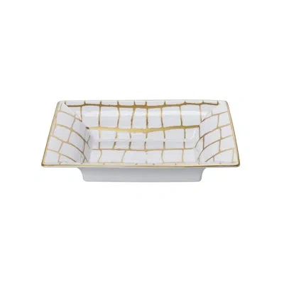 Prouna Alligator Gold Vide Poche/ Jewelry Tray In White,gold