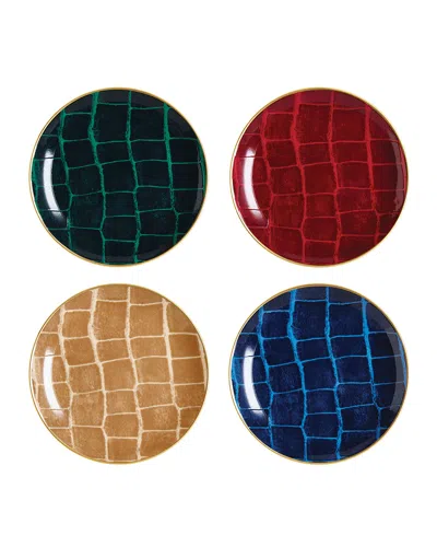 Prouna Alligator Multicolor Canape Plates, Set Of 4 In Multi Color